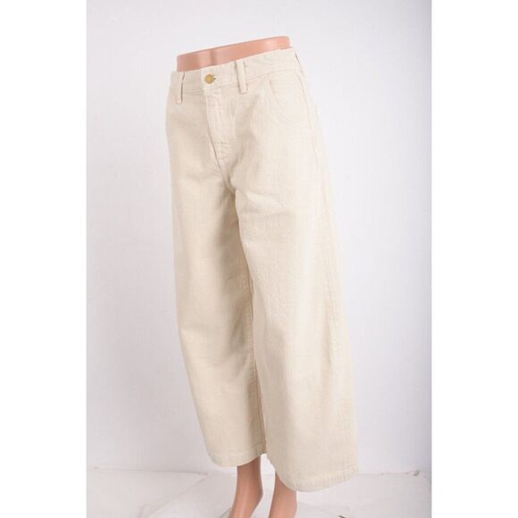 Triarchy Womens Wide Leg Cropped Gaucho Jeans Off White Ivory US 0 EU 25 New - Picture 3 of 8